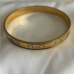 Vintage Avon Gold Tone Peace Bangle Bracelet PAIX Engraved